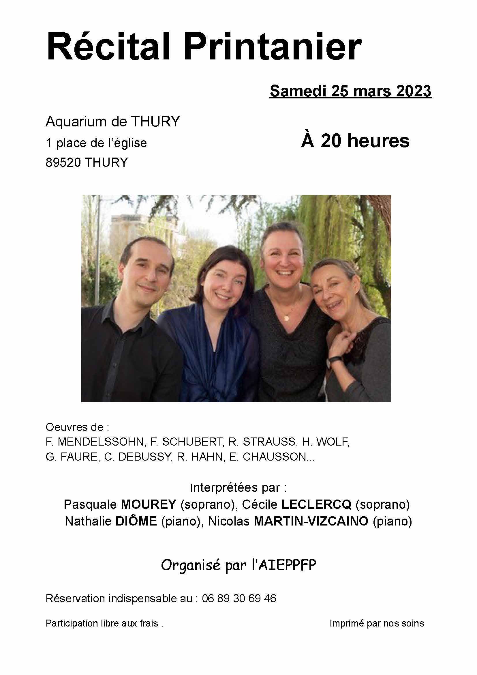 Récital Printanier du 25 mars 2023 @ Salon de l'aquarium | Thury | Bourgogne-Franche-Comté | France