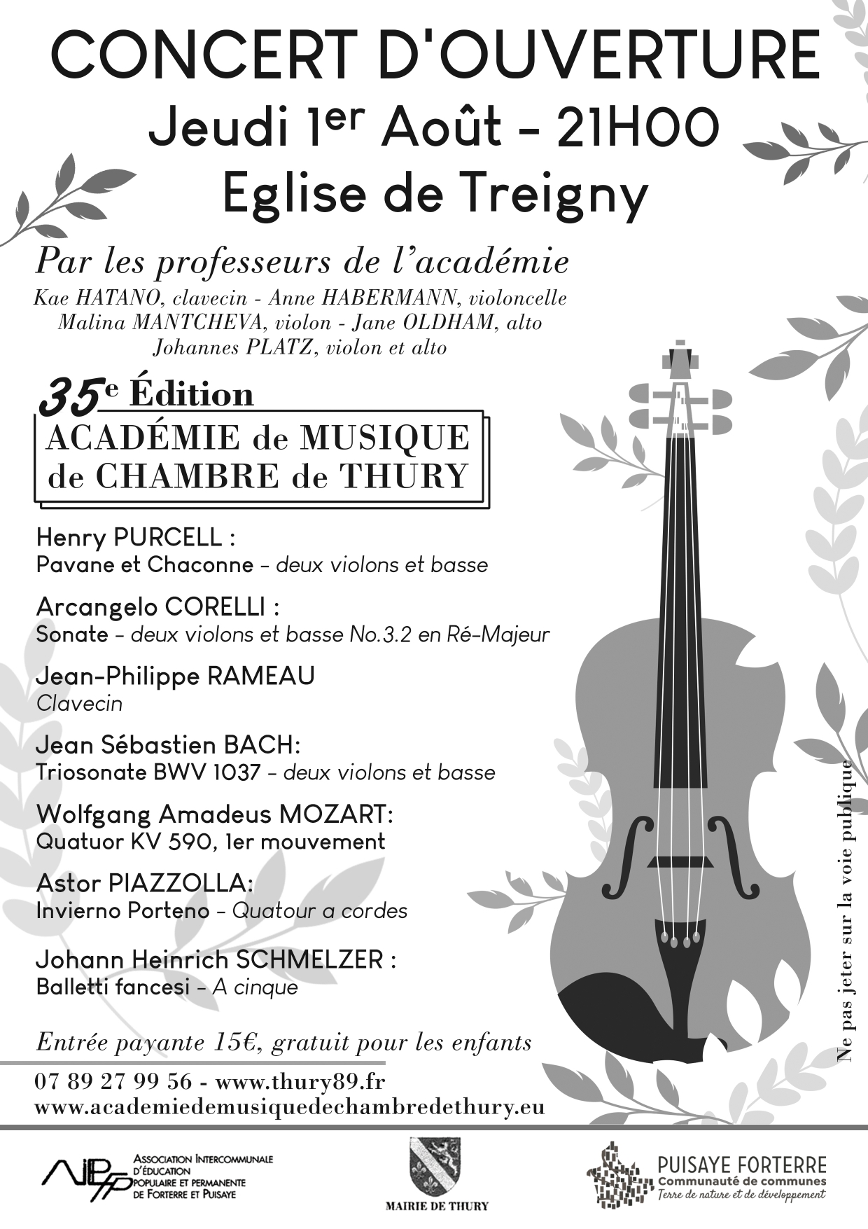 Concert d'ouverture de l'Académie de Musique de Chambre de Thury @ Église | Treigny-Perreuse-Sainte-Colombe | Bourgogne-Franche-Comté | France